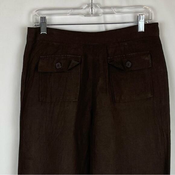 New York & Company Chocolate Brown Linen Blend Wide Leg Ankle Pant NWOT Size 4 - Picture 5 of 11